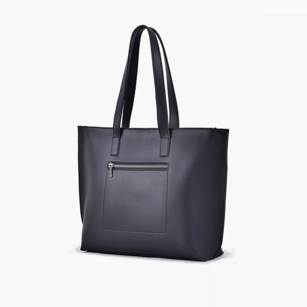 Black Long-Handle Zip-Top Tote — view 2