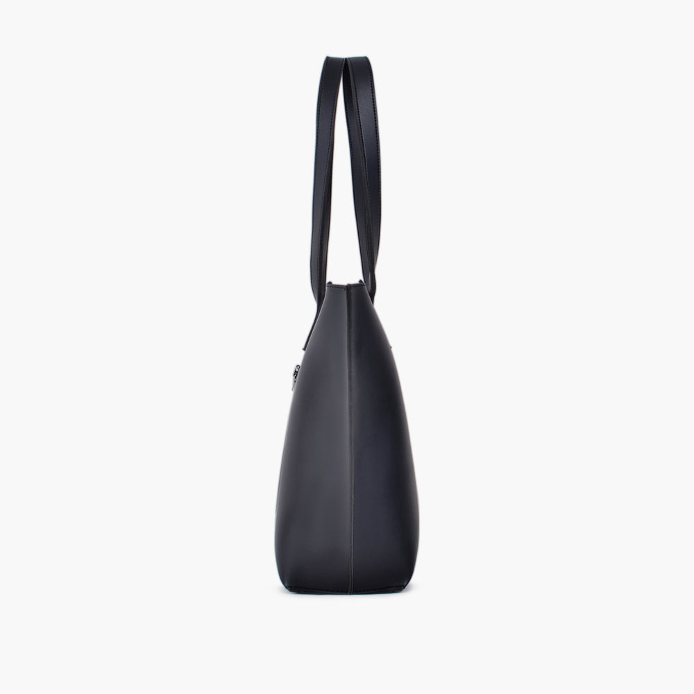 Black Long-Handle Zip-Top Tote — view 4