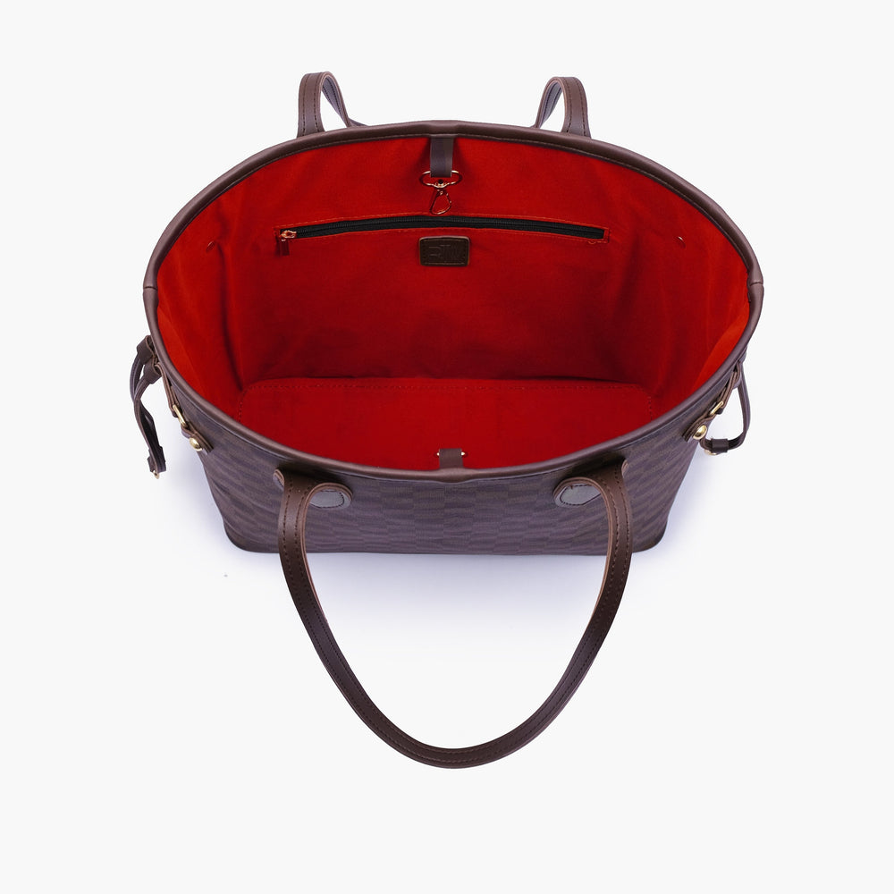 Espresso Checkered Drawstring Tote — view 4