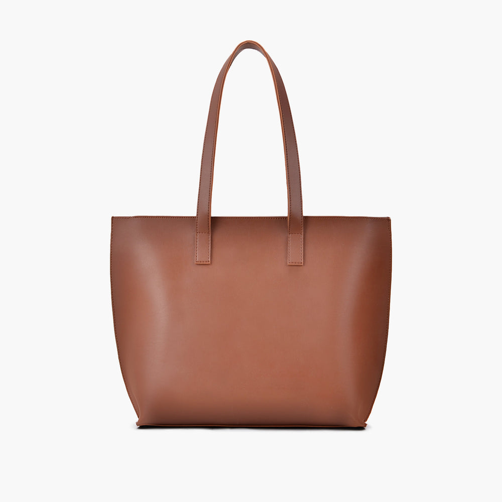 Cognac Long-Handle Zip-Top Tote — view 3