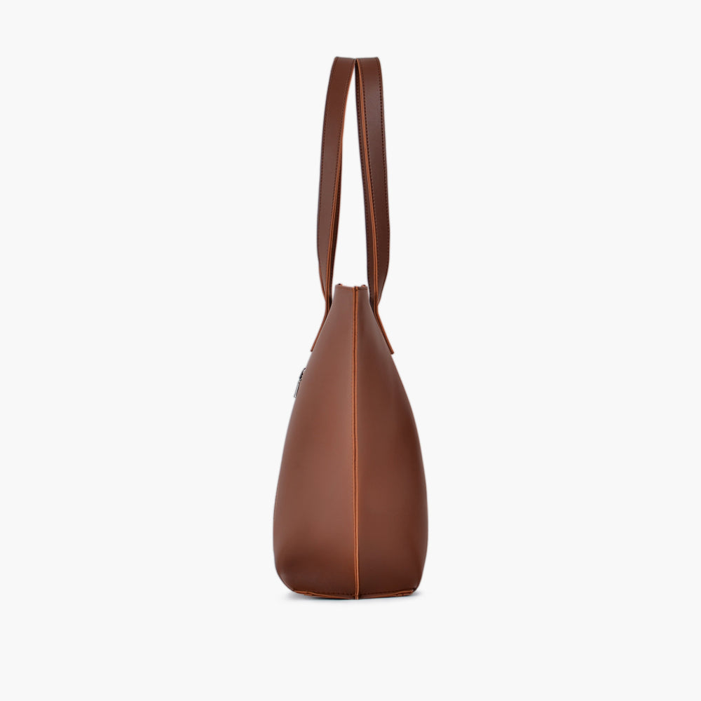 Cognac Long-Handle Zip-Top Tote — view 4