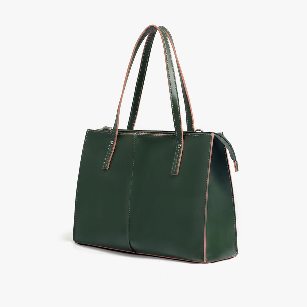 Forest Green Work Tote with Contrast Trim — view 2