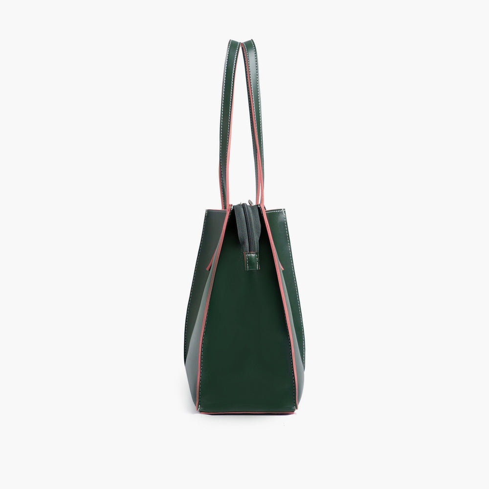 Forest Green Work Tote with Contrast Trim — view 4