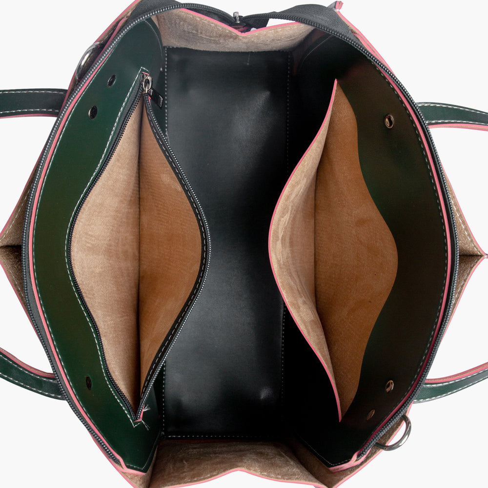 Forest Green Work Tote with Contrast Trim — view 5