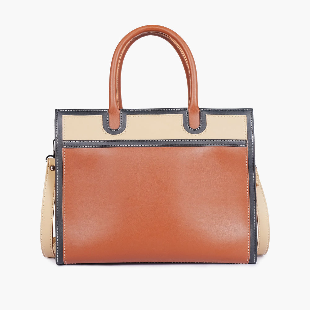 Cognac Colorblock Top-Handle Handbag — view 2