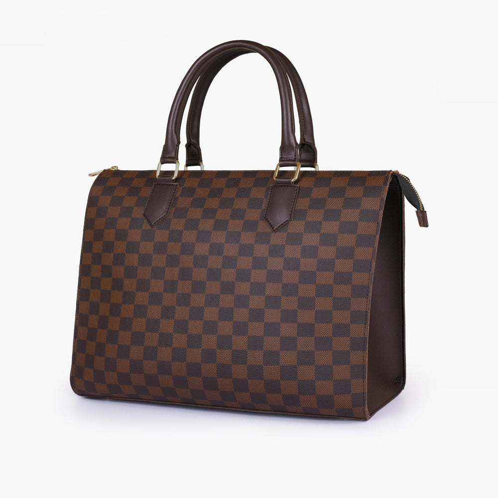 Espresso Checkered Zip-Top Handbag — view 3