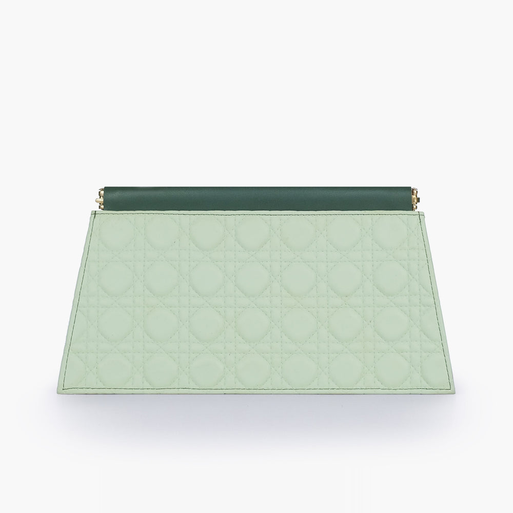 Sage and Forest Quilted Chain-Strap Clutch — view 2