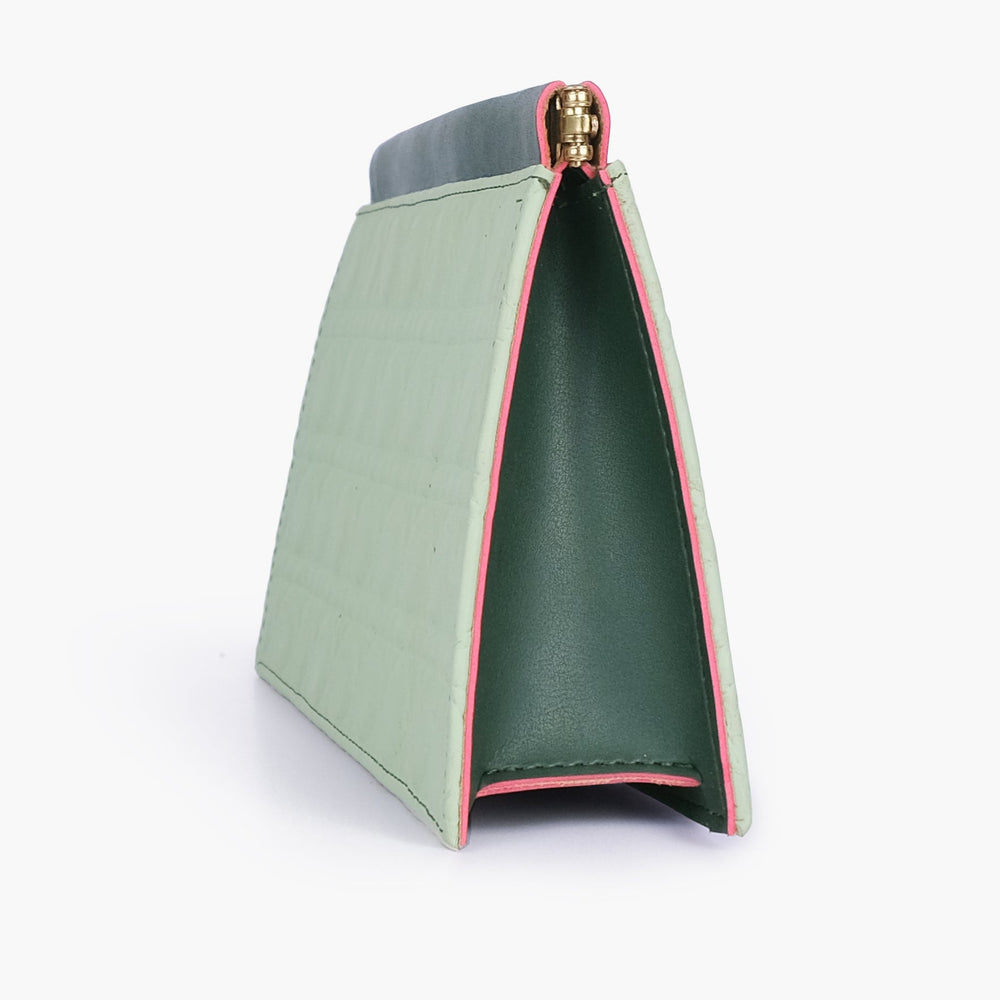Sage and Forest Quilted Chain-Strap Clutch — view 3