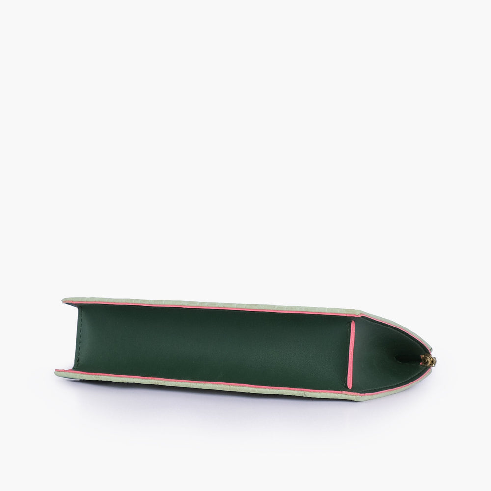 Sage and Forest Quilted Chain-Strap Clutch — view 4