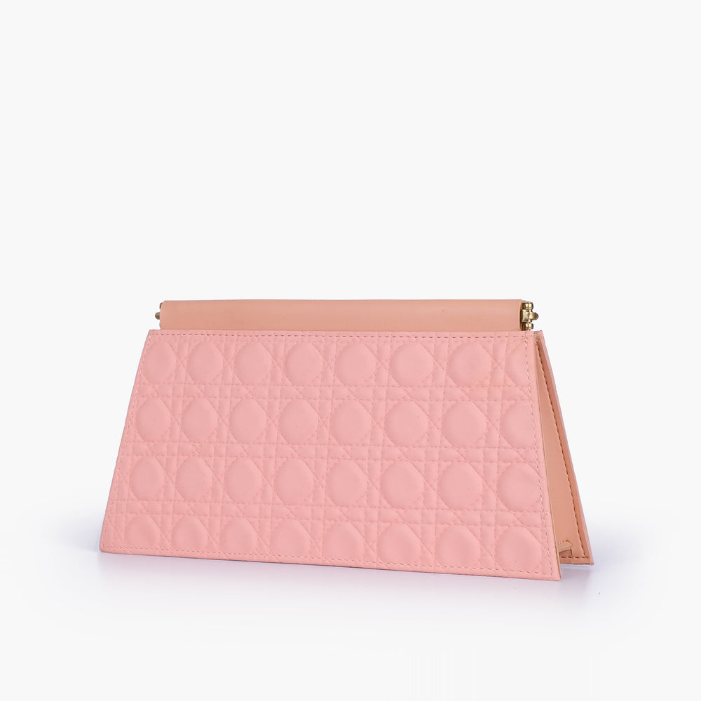 Blush and Peach Quilted Chain-Strap Clutch — view 2