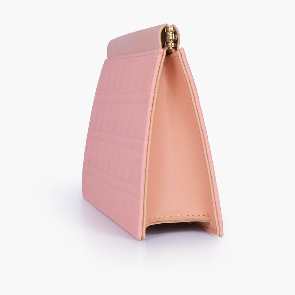 Blush and Peach Quilted Chain-Strap Clutch — view 3