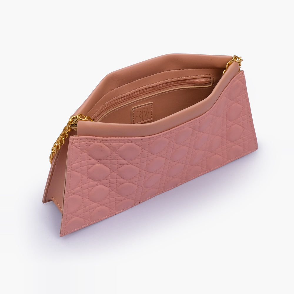 Blush and Peach Quilted Chain-Strap Clutch — view 5