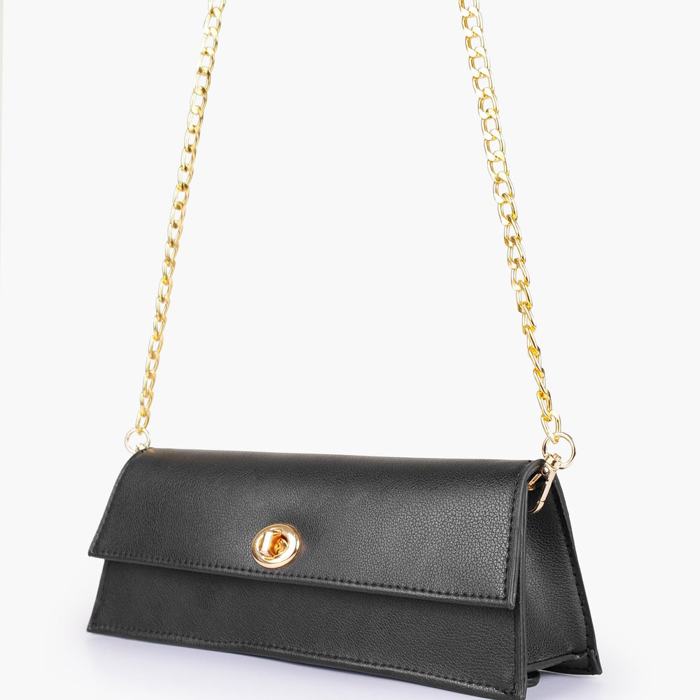 Black Elongated Twist-Lock Clutch — view 1