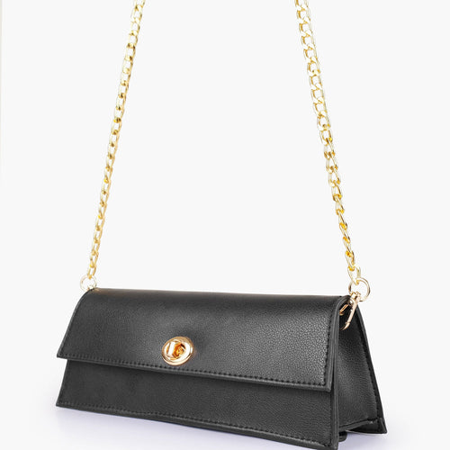 Black Elongated Twist-Lock Clutch — view 1