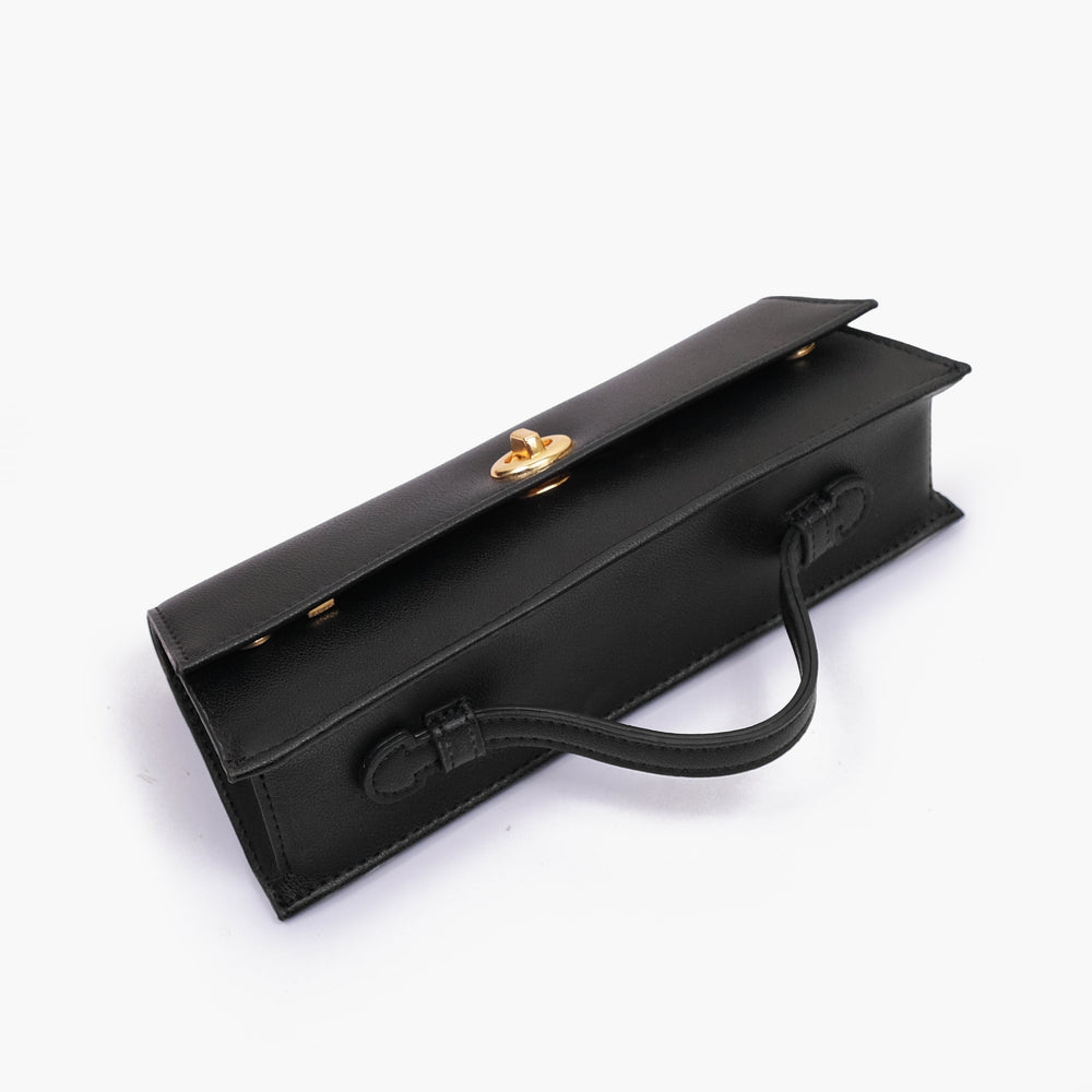 Black Elongated Twist-Lock Clutch — view 2