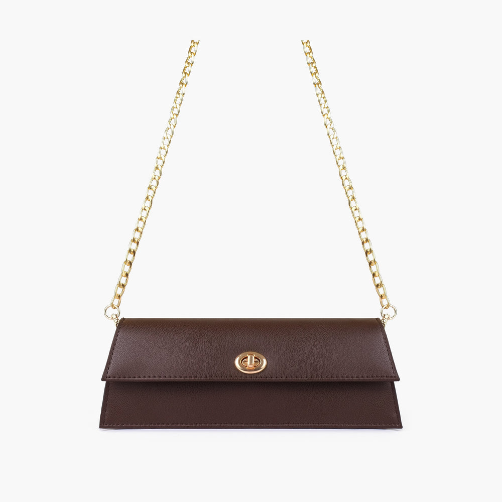 Espresso Elongated Twist-Lock Clutch — view 1