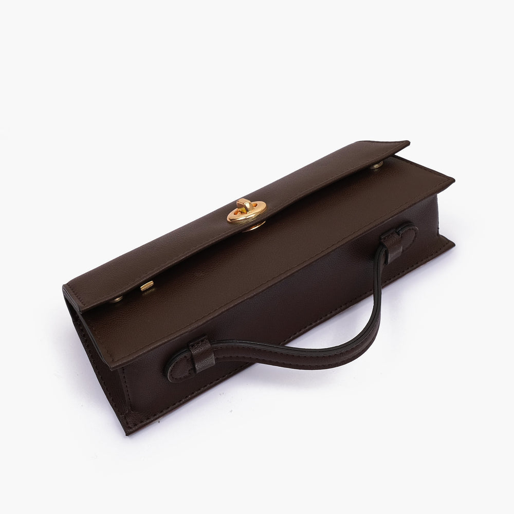 Espresso Elongated Twist-Lock Clutch — view 2