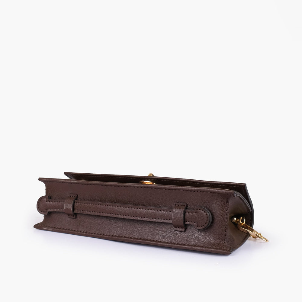 Espresso Elongated Twist-Lock Clutch — view 4