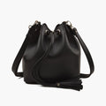 Black Drawstring Bucket Shoulder Bag — view 1
