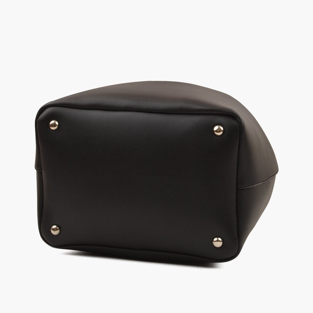 Black Drawstring Bucket Shoulder Bag — view 3