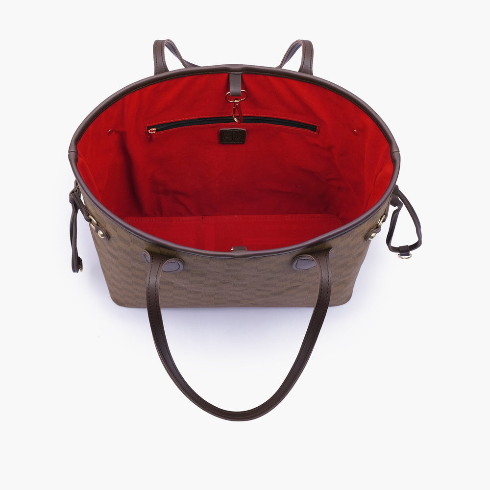 Tan Checkered Drawstring Tote — view 5