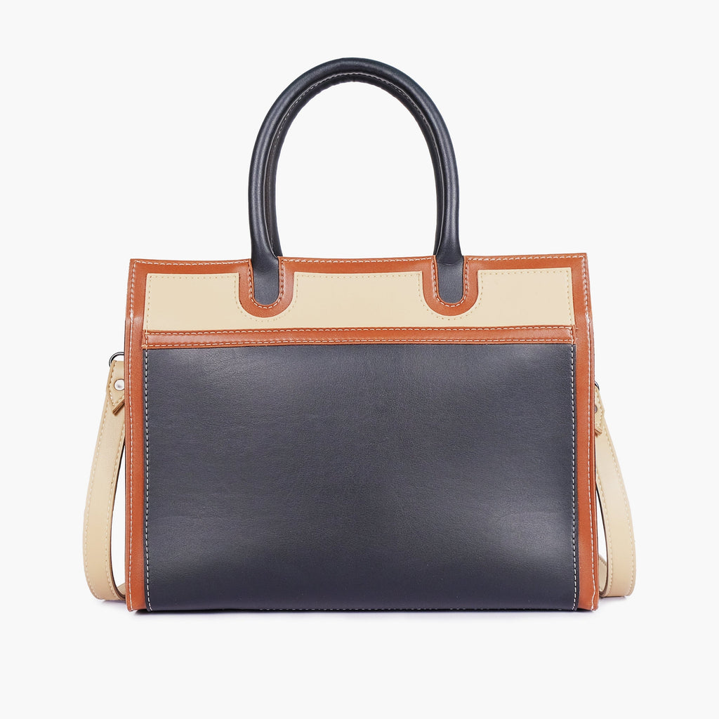 Black and Cream Vintage Top-Handle Handbag — view 3