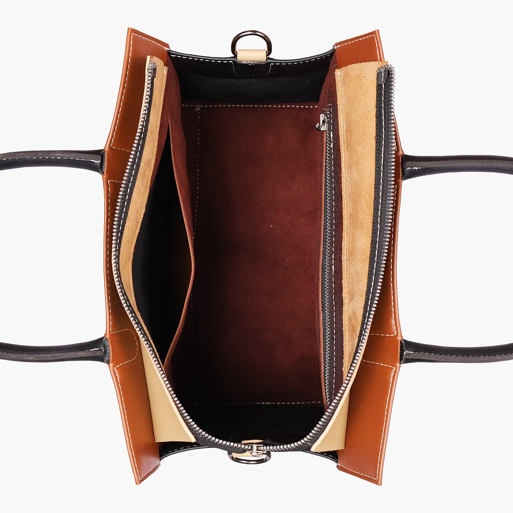 Black and Cream Vintage Top-Handle Handbag — view 6