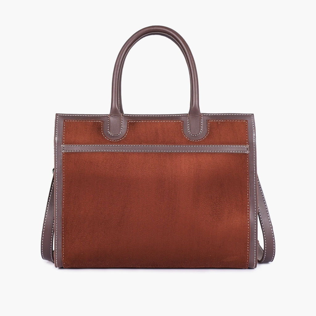 Chocolate Suede-Panel Vintage Handbag — view 3