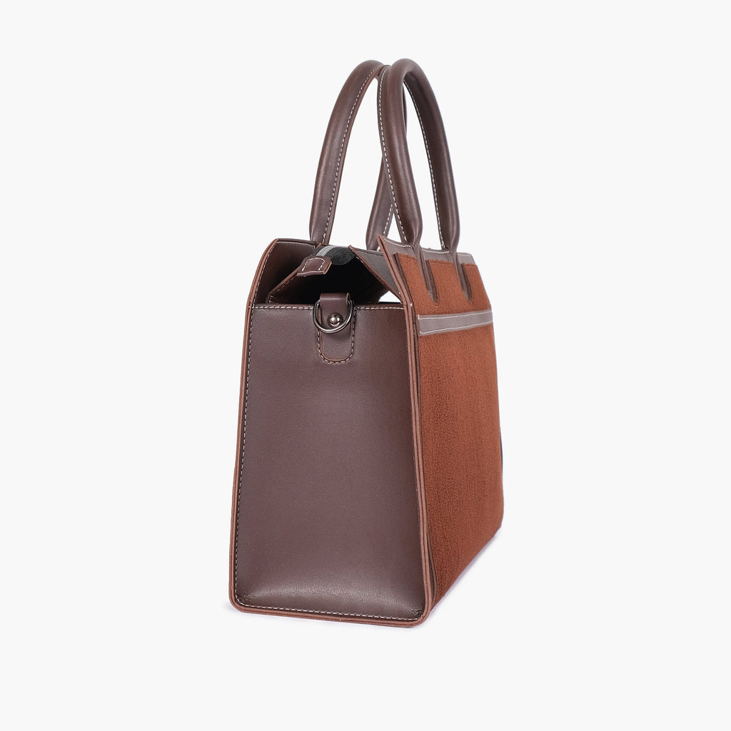Chocolate Suede-Panel Vintage Handbag — view 4