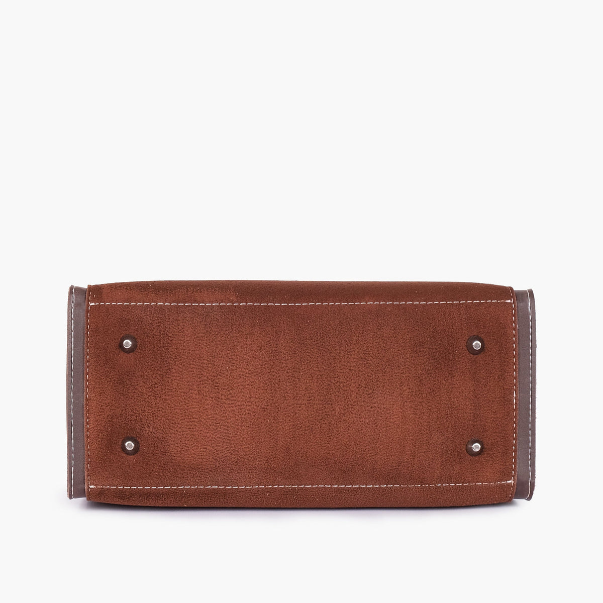 Chocolate Suede-Panel Vintage Handbag — view 5