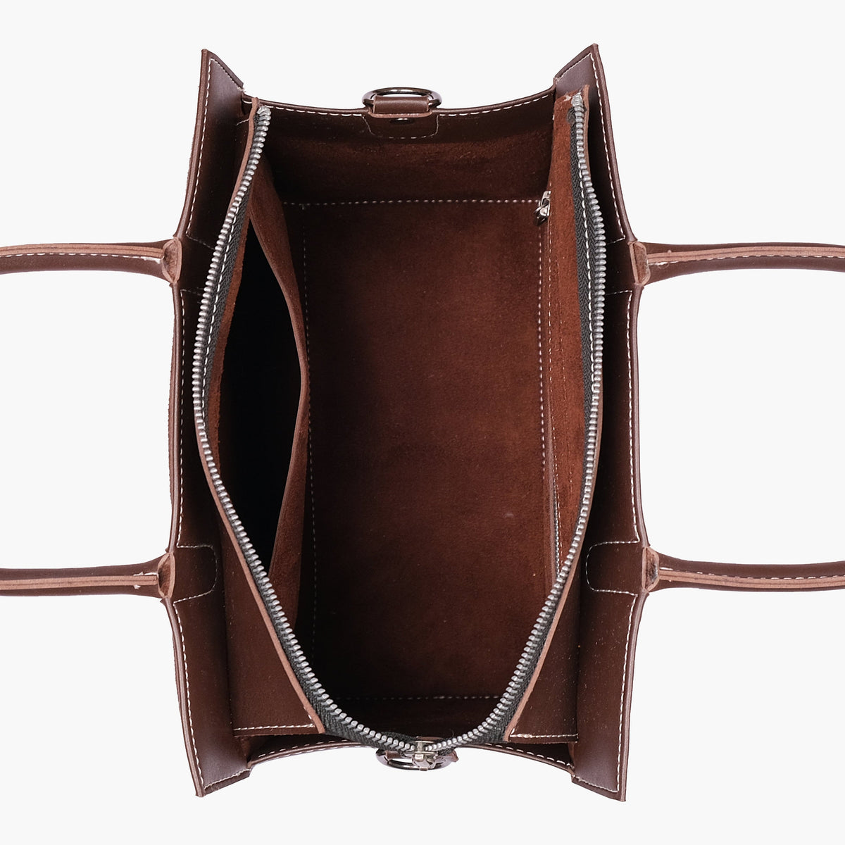 Chocolate Suede-Panel Vintage Handbag — view 6