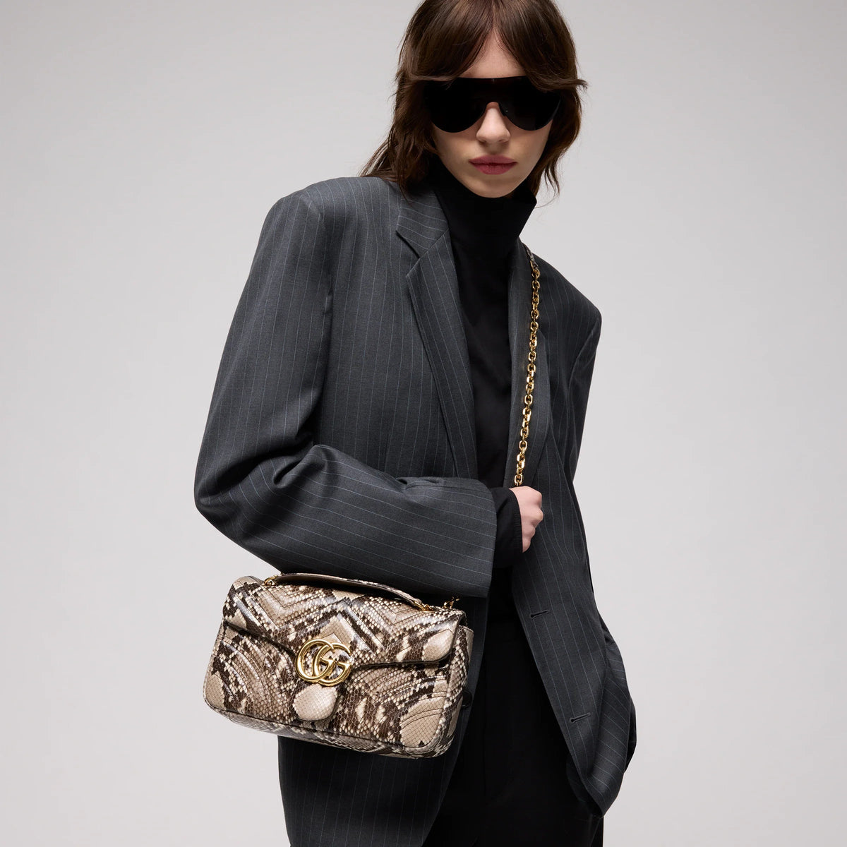 GG Marmont python medium shoulder bag
